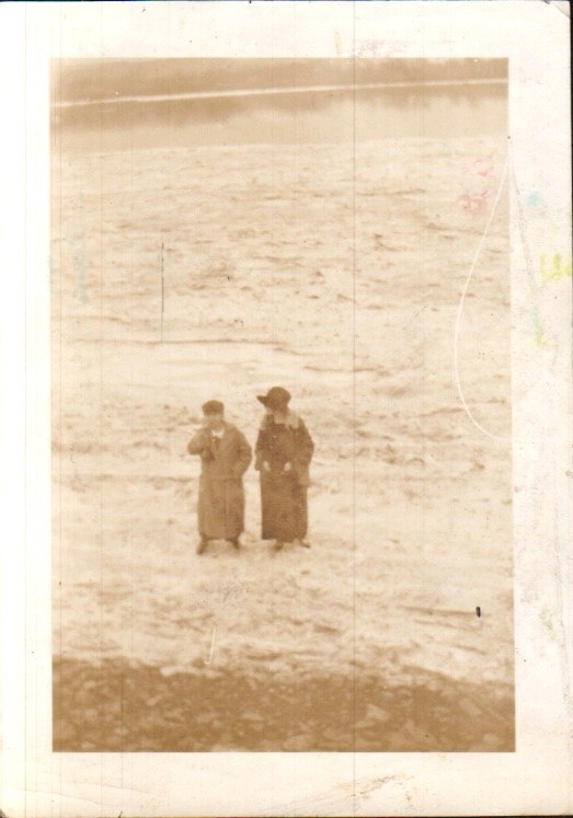 Vintage Antique Photograph Two People on Beach Sepia Portrait Vintage Antique Photograph Two People on Beach Sepia Portrait