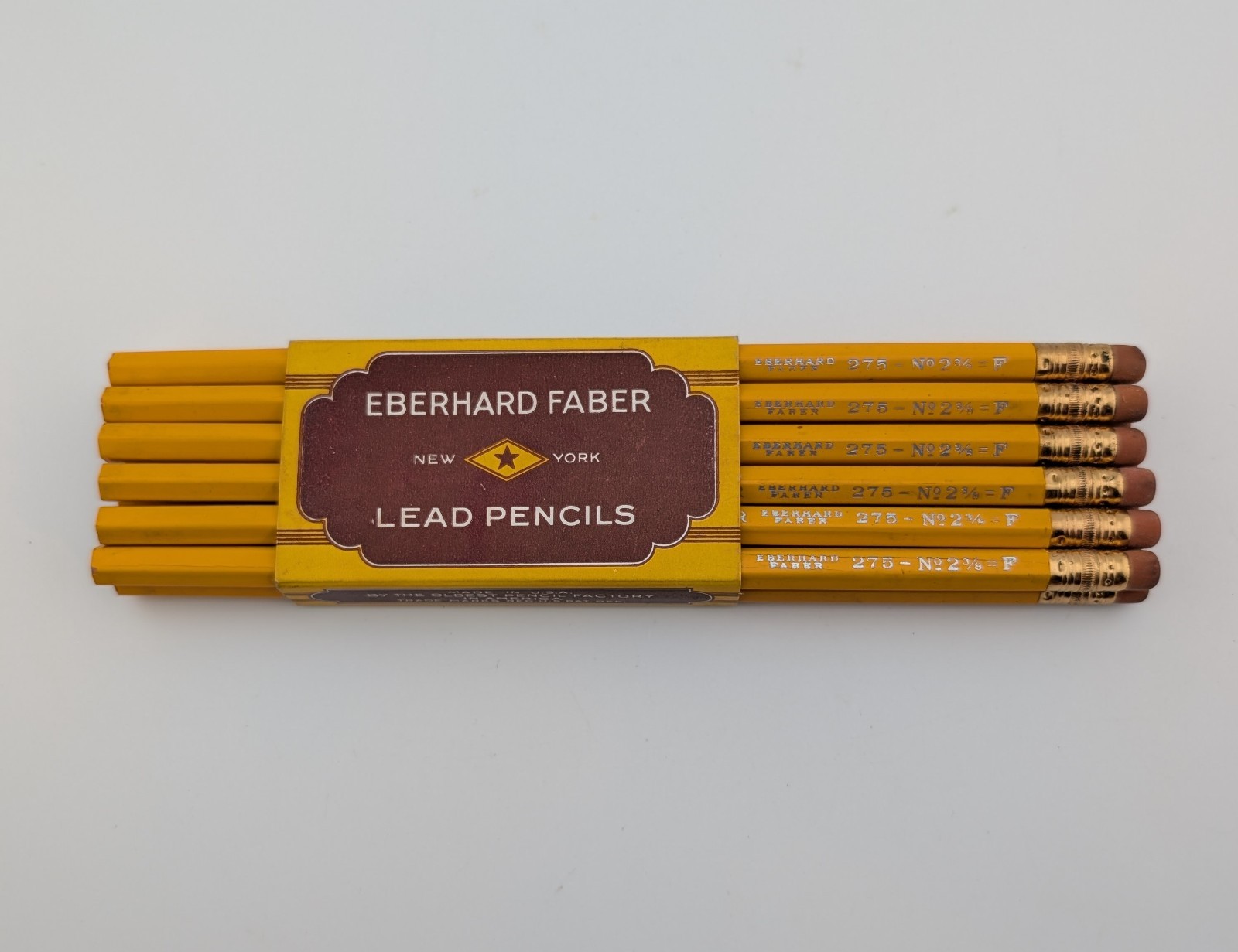 Vintage NOS 1950s Eberhard Faber Dictator 275 No. 2 3/8 F Lead Pencils Box of 12