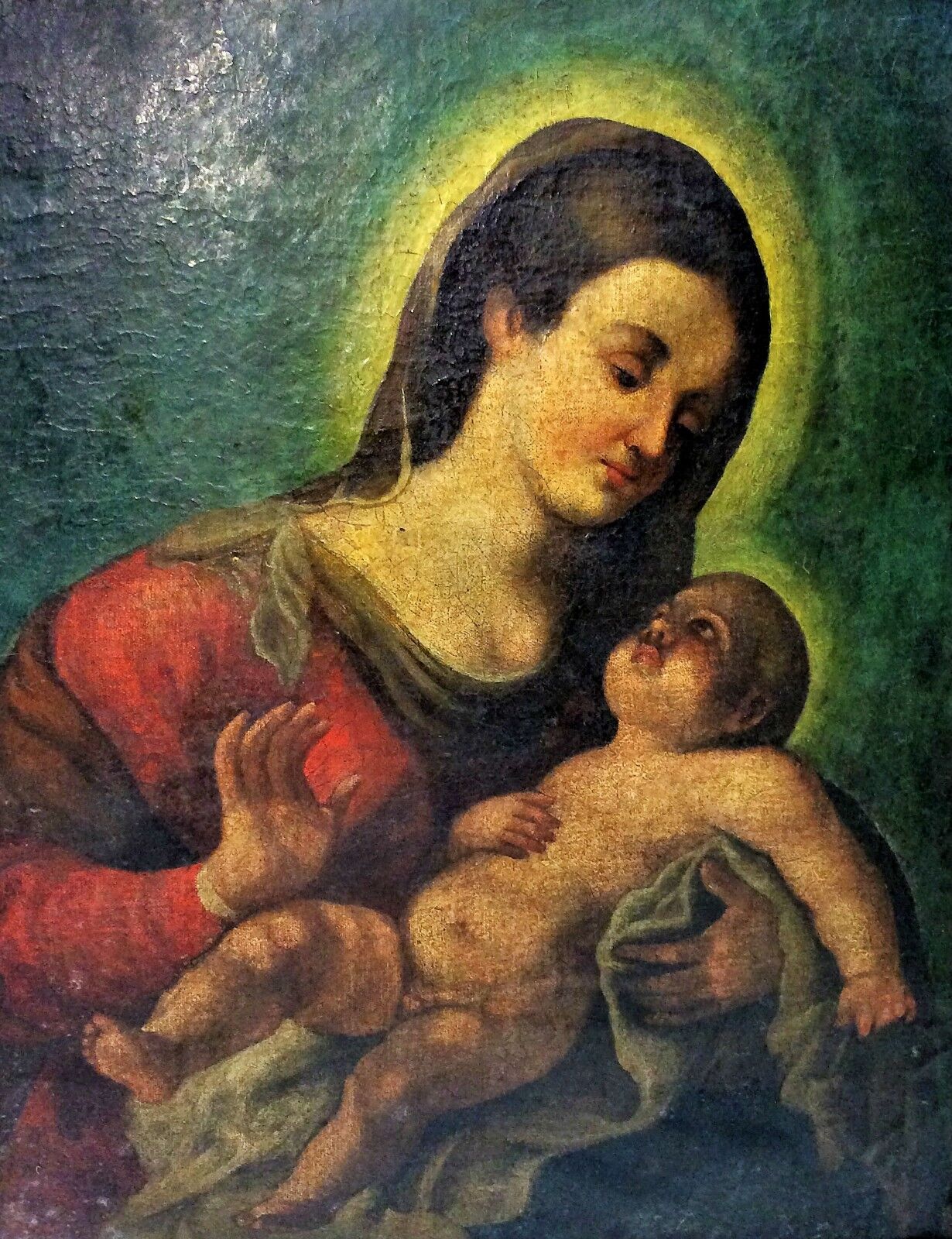 MADONNA WITH CHILD. OIL ON CANVAS. ANONYMOUS. ITALY(?). XVII-XVIII CENTURIE