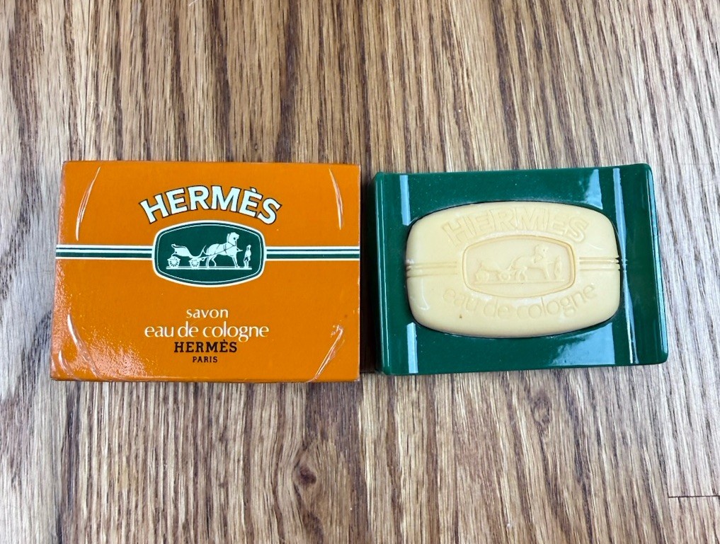 Hermès Paris Eau de Cologne Soap 25g (.8 oz) w/ Green Travel Insert Vintage