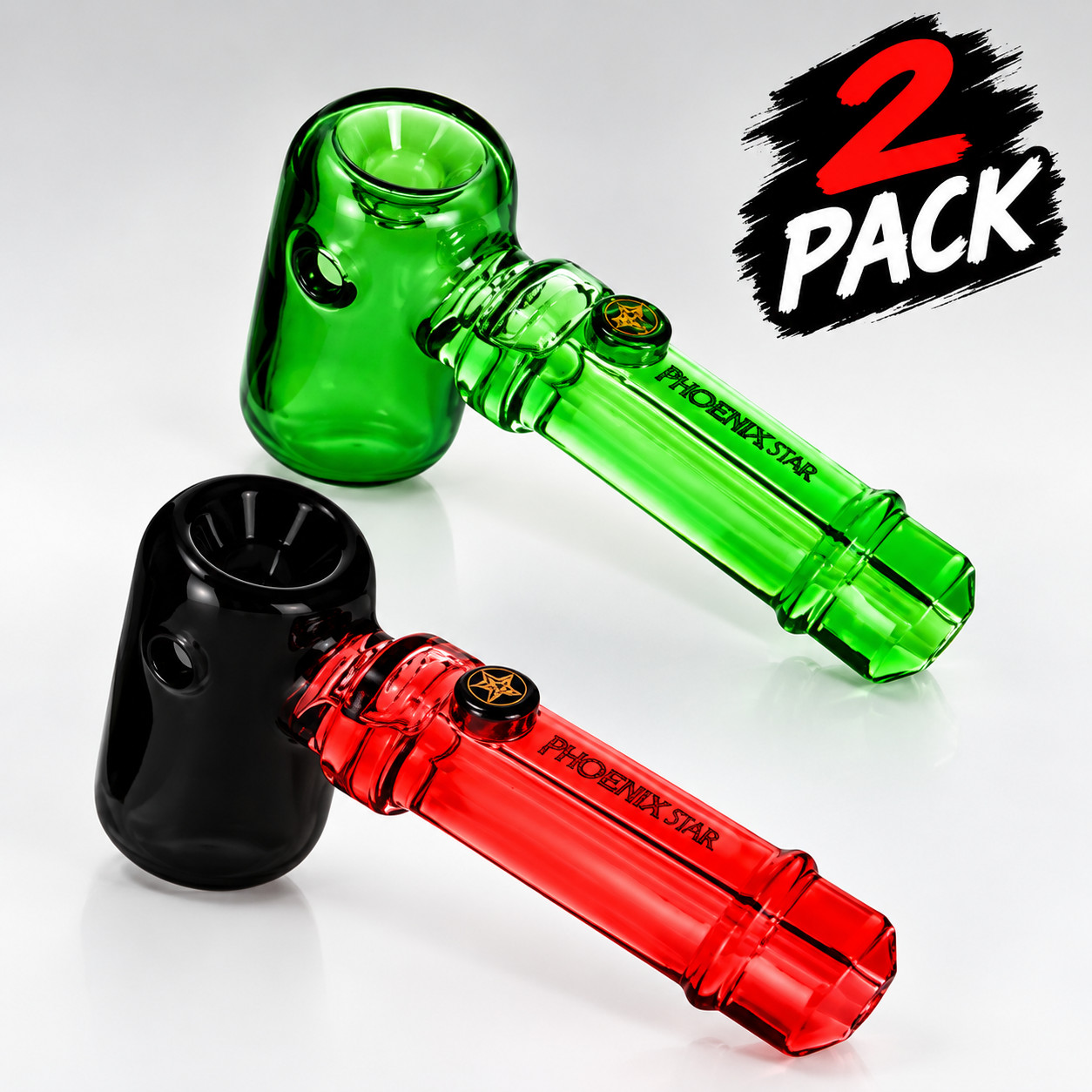 2x 4.8" Phoenix Star Hammer Hand Pipe with Freezable Glycerin 2x 4.8" Phoenix Star Hammer Hand Pipe with Freezable Glycerin