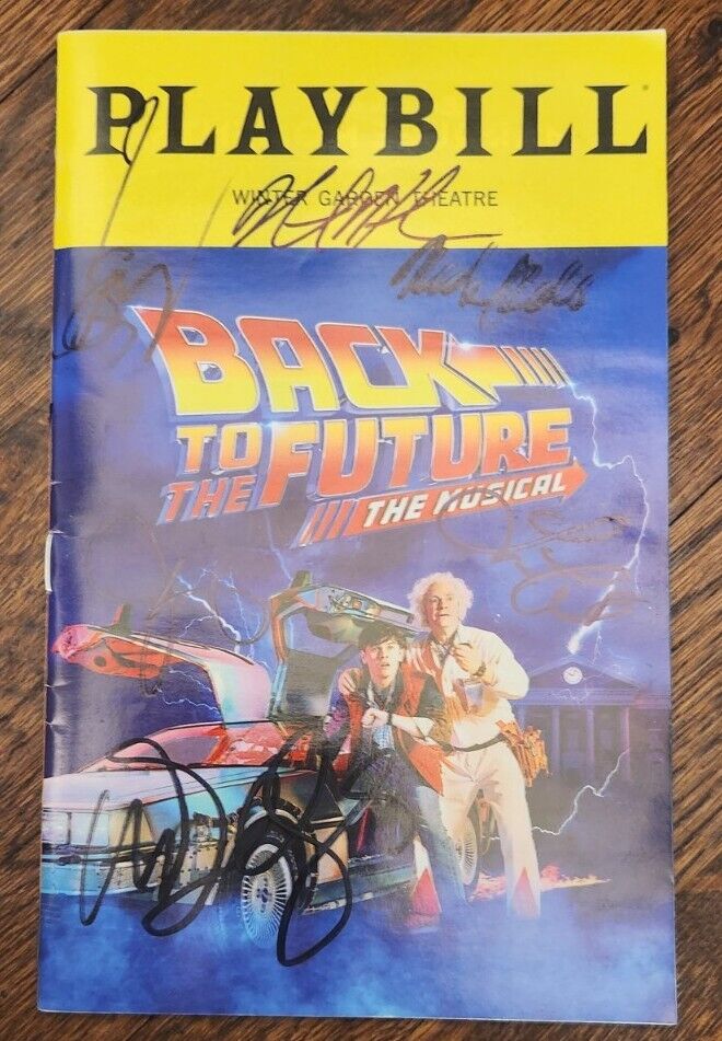 CASEY LIKES +CAST SIGNED BACK TO THE FUTURE PLAYBILL MARTY MCFLY EMMETT RARE 