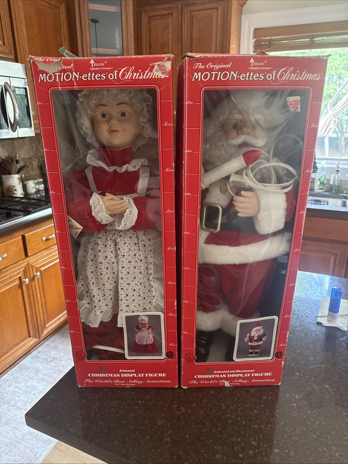VTG Telco 24" Motion-ette Santa & Mrs Claus Motion Lights Christmas - Tested