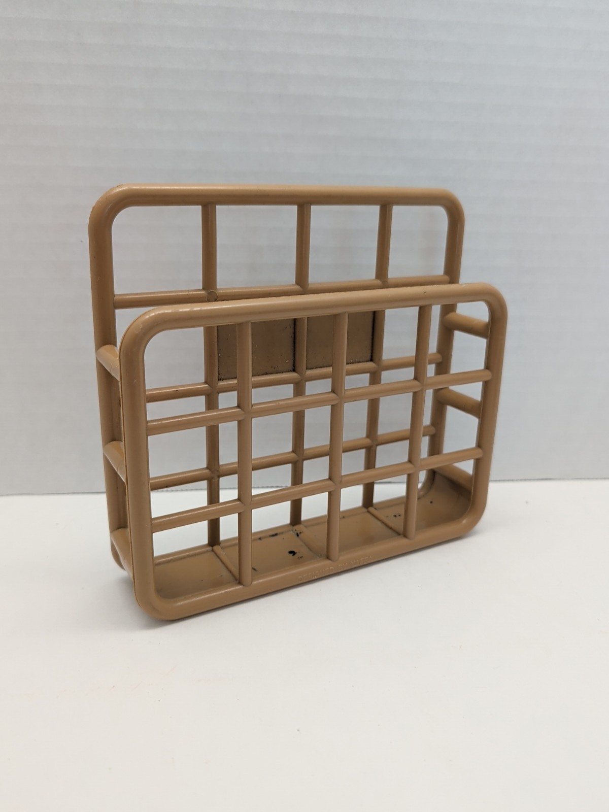 YAFFA Storage Tan Plastic Organizer 1983 MICRO Catch-All Can Be Wall Mounted 