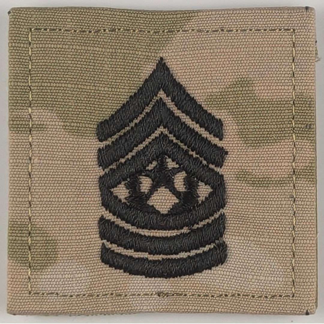 Command Sergeant Major (CSM) OCP Rank Patch; Hook Fastener; Army Combat Uniform
