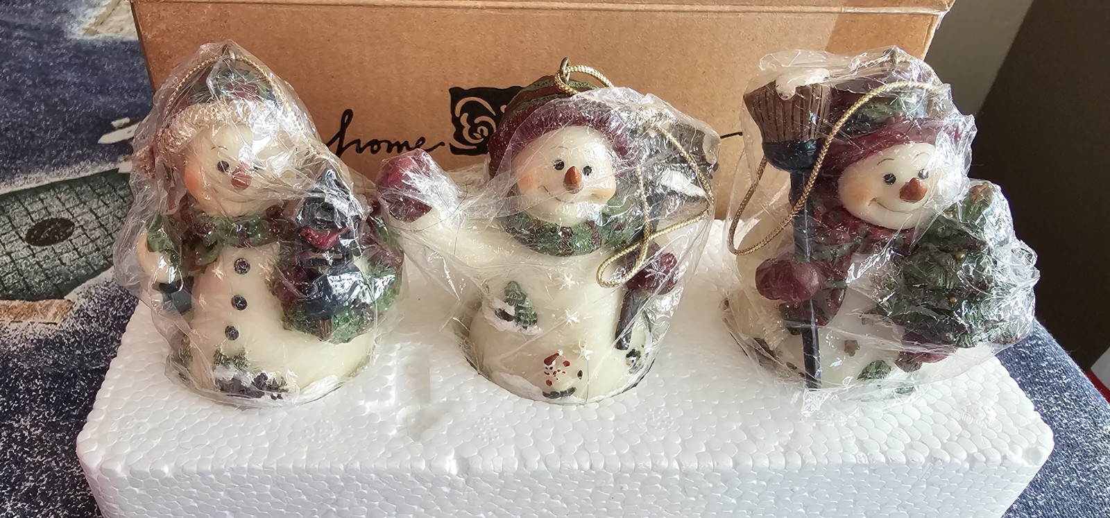 Vintage Home Interior Snowman Ornaments With Box 