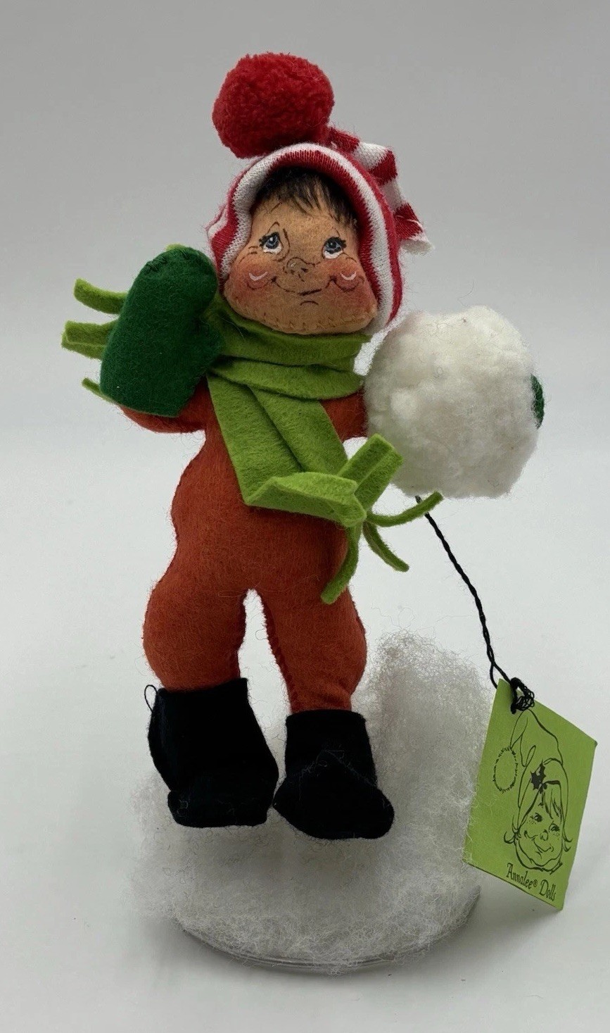 Vintage 1983 Annalee Snowball Fight Boy Doll Wire Base Collectible with Tag