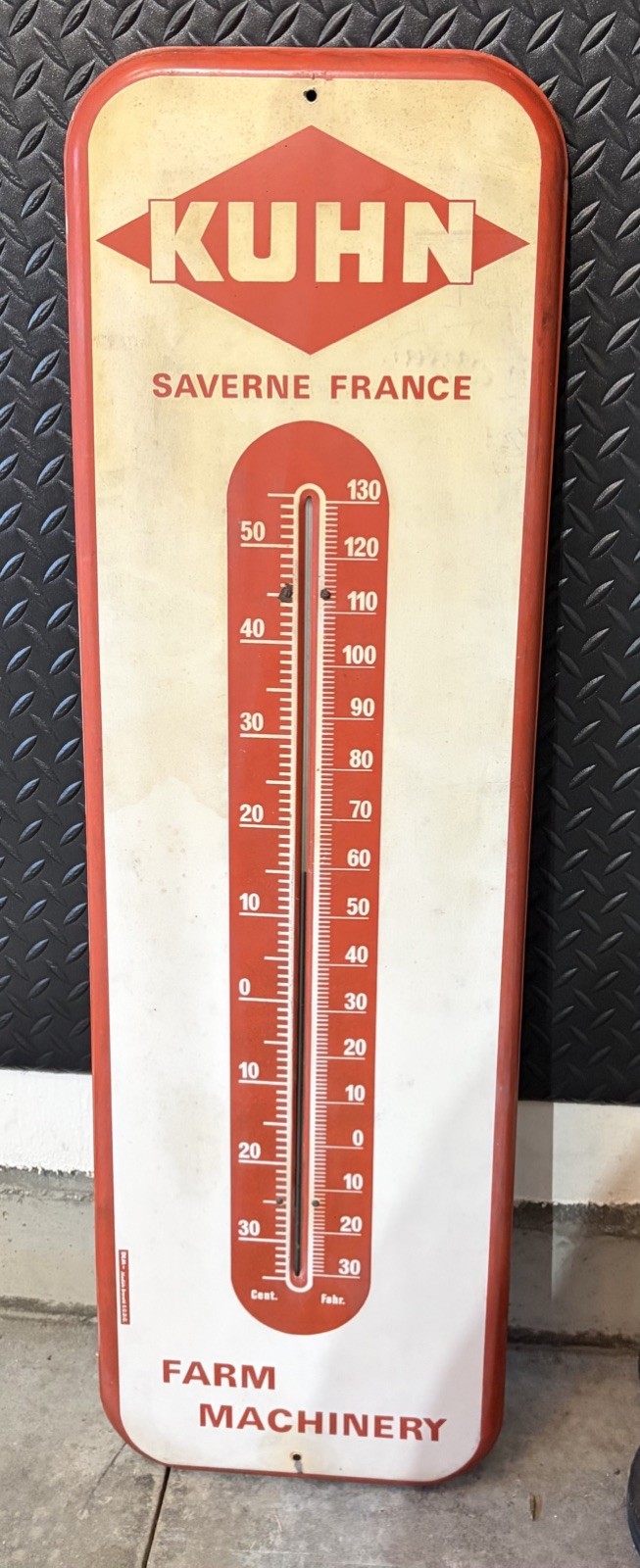 Vintage Kuhn Farm Machinery Advertisement Thermometer Metal Sign 38 inches tall Vintage Kuhn Farm Machinery Advertisement Thermometer Metal Sign 38 inches tall
