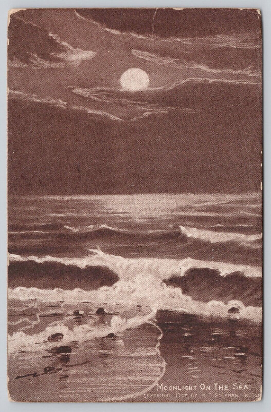 Moonlight On The Sea Sheahan\'s Famous Picture Divided Back Postcard c1907