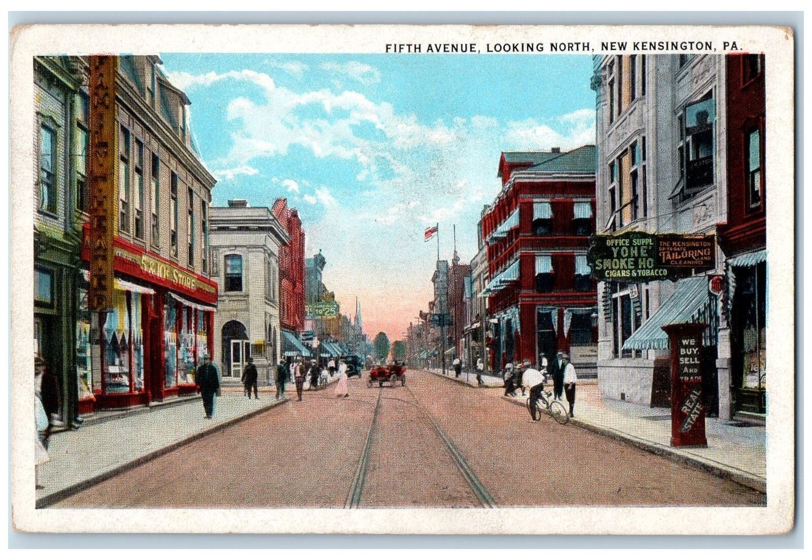 c1920's Fifth Avenue Looking North New Kensington Pennsylvania Vintage Postcard