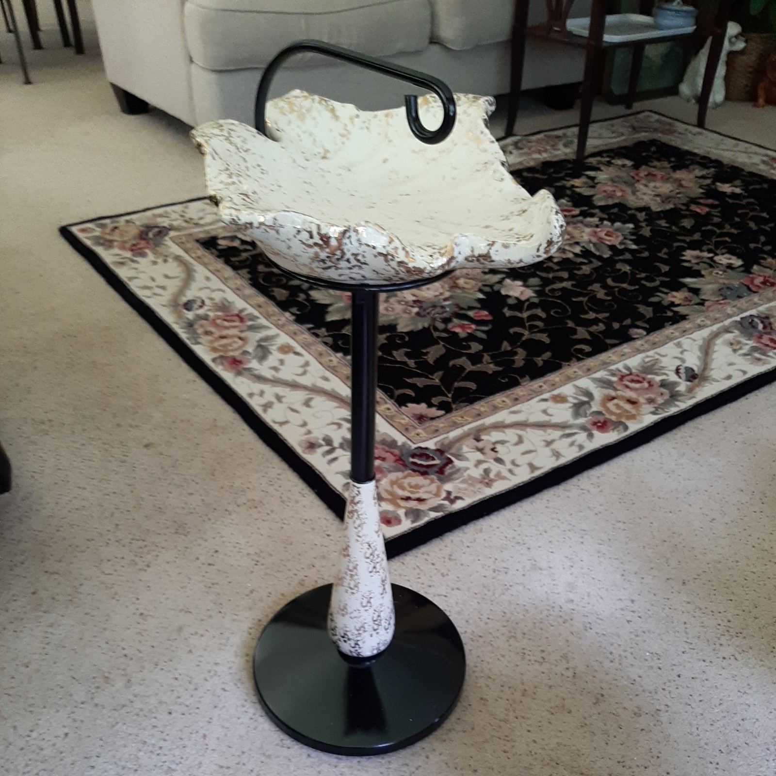 1950's Golden Foliage Leaf Cream and Gold Art Deco/Luxe Ashtray Stand Remade . 1950's Golden Foliage Leaf Cream and Gold Art Deco/Luxe Ashtray Stand Remade .