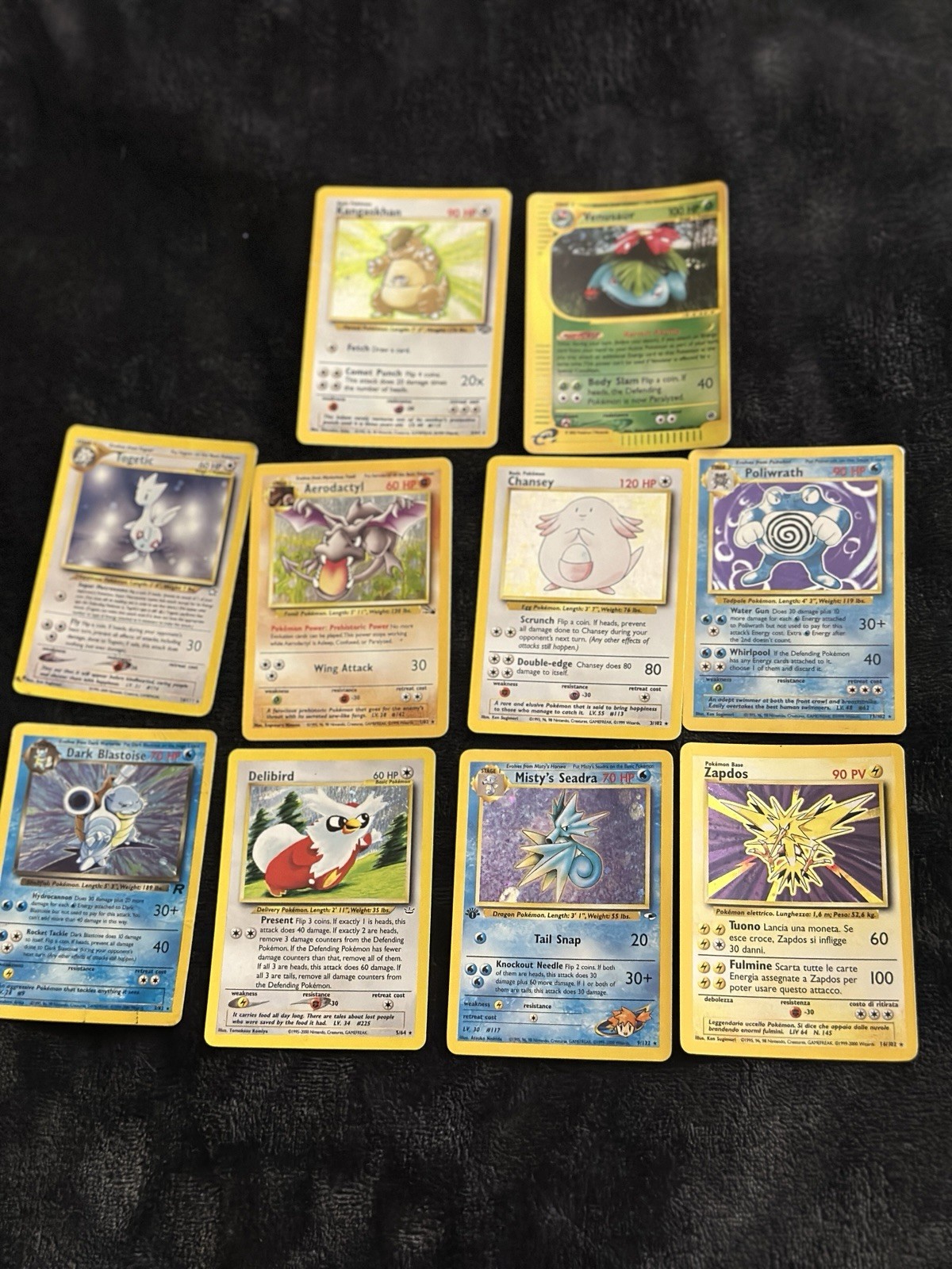 Lot of 10 vintage Pokémon cards from the WOTC era. All cards shown are included. Lot of 10 vintage Pokémon cards from the WOTC era. All cards shown are included.