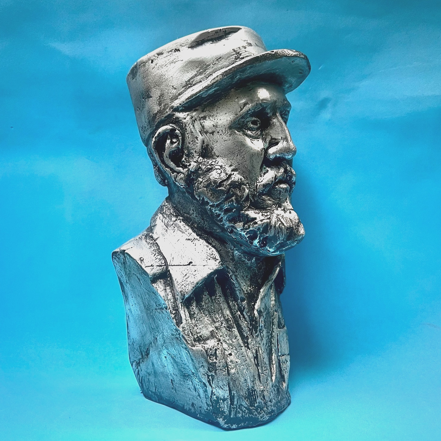 FIDEL CASTRO SILVER BUST 7" SCULPTURE CUBA REVOLUCION WAR COMMUNIST CHE GUEVARA FIDEL CASTRO SILVER BUST 7" SCULPTURE CUBA REVOLUCION WAR COMMUNIST CHE GUEVARA