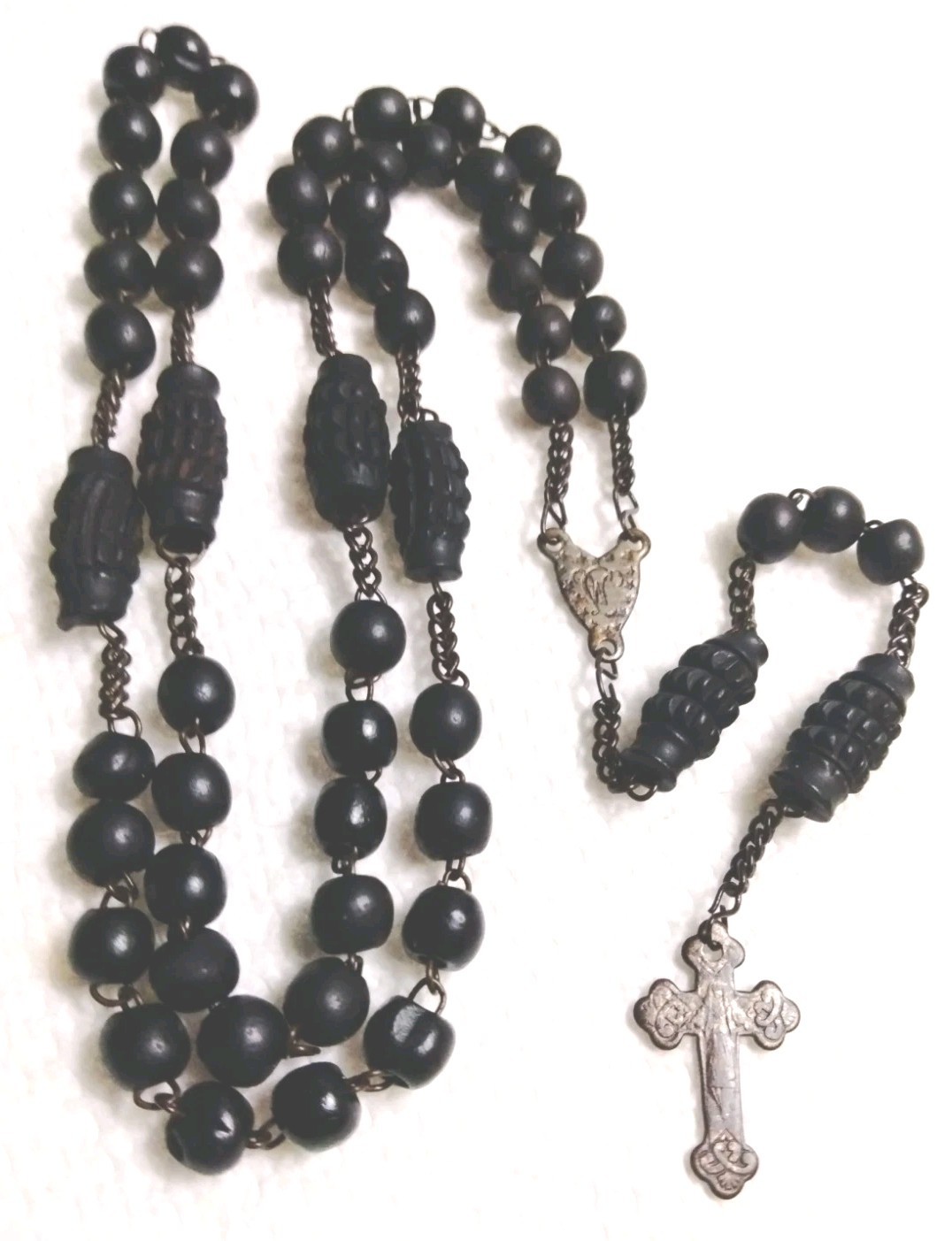 Antique 1800's Carved Ebony Blessed France Rosary Antique 1800's Carved Ebony Blessed France Rosary