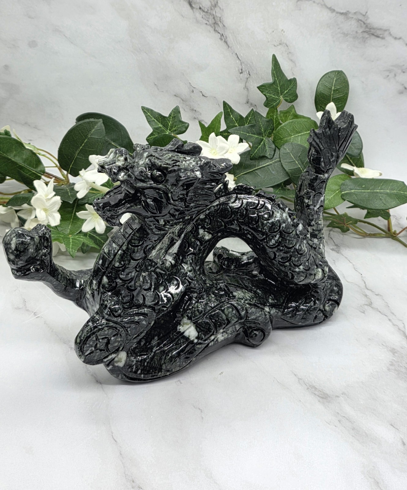 XL Black Jade Dragon Statue Feng Shui Serpentine Xiuyan Jade Large Crystal Drag XL Black Jade Dragon Statue Feng Shui Serpentine Xiuyan Jade Large Crystal Drag