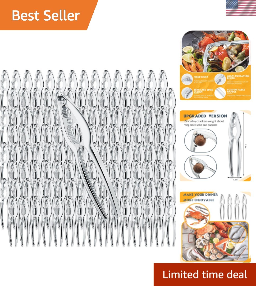 Durable 120-Piece Nut Crackers Set with Saw Tooth Design for Seafood Lovers Durable 120-Piece Nut Crackers Set with Saw Tooth Design for Seafood Lovers