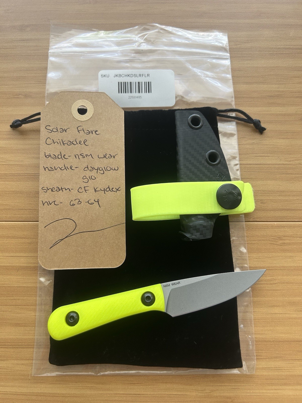 Jakeb Creates x Knifecenter “Solar Flare” Chikadee - Dayglow G10 - NSM Wear Jakeb Creates x Knifecenter “Solar Flare” Chikadee - Dayglow G10 - NSM Wear