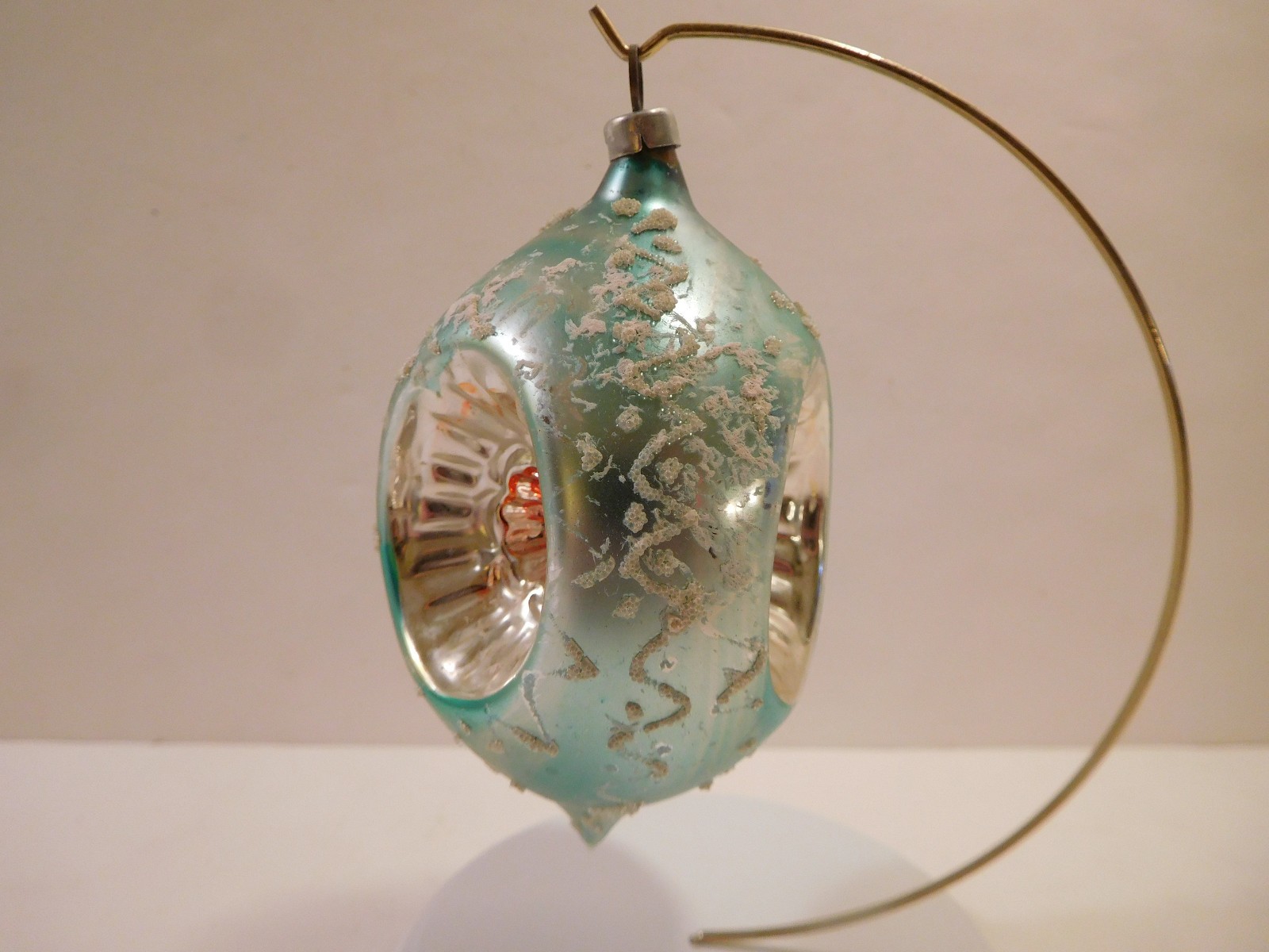 Vintage Triple Indent Glass Christmas Tree Ornament West Germany