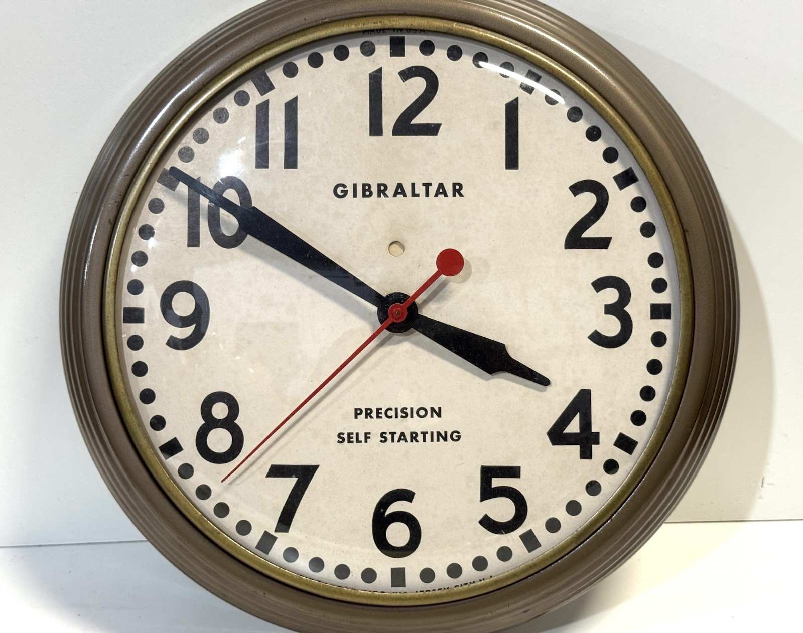 Vintage Mid Century Gibraltar Electric Wall Clock Industrial Schoolhouse