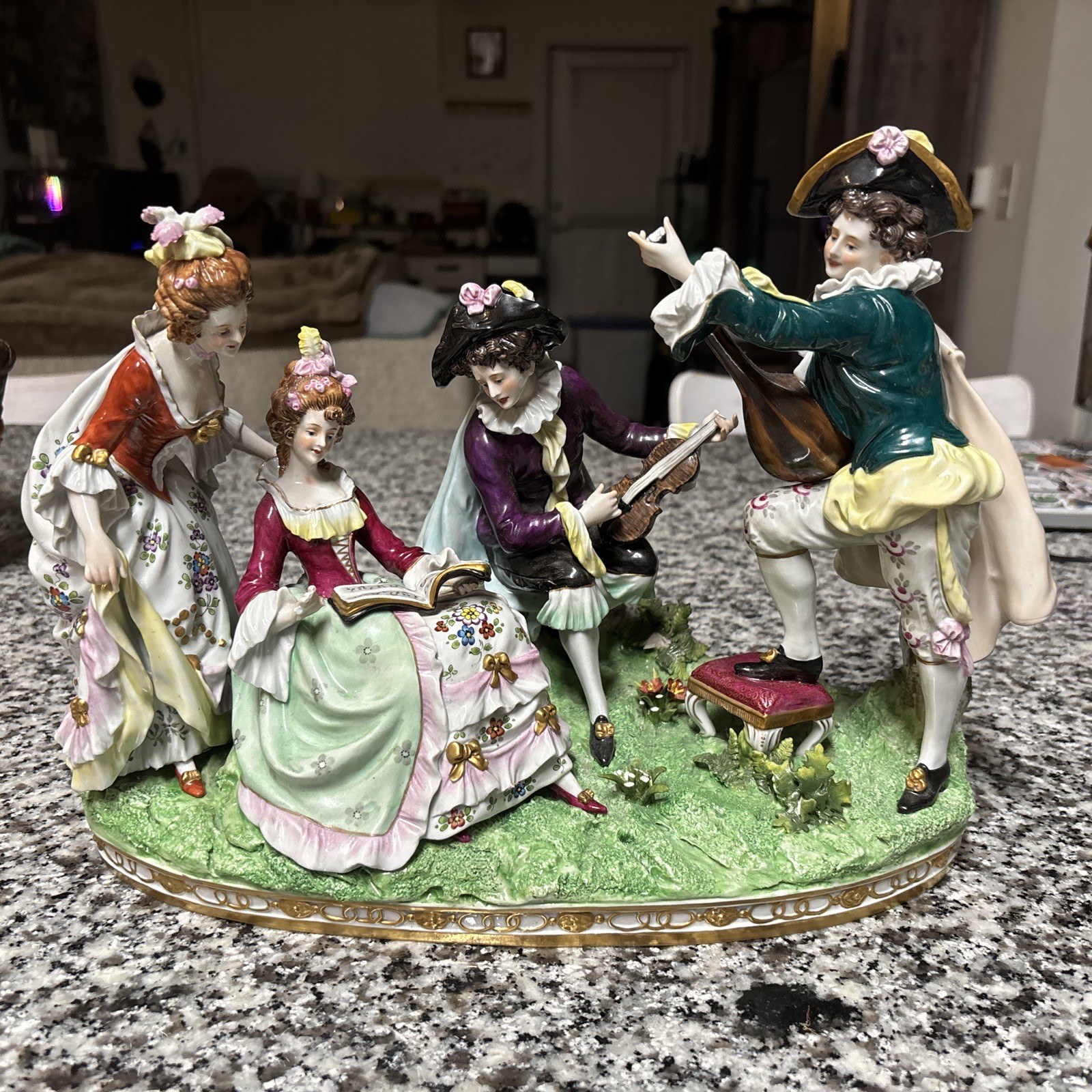 Large Antique German Scheibe Alshach Porcelain Figural Group "Musicians" Large Antique German Scheibe Alshach Porcelain Figural Group "Musicians"