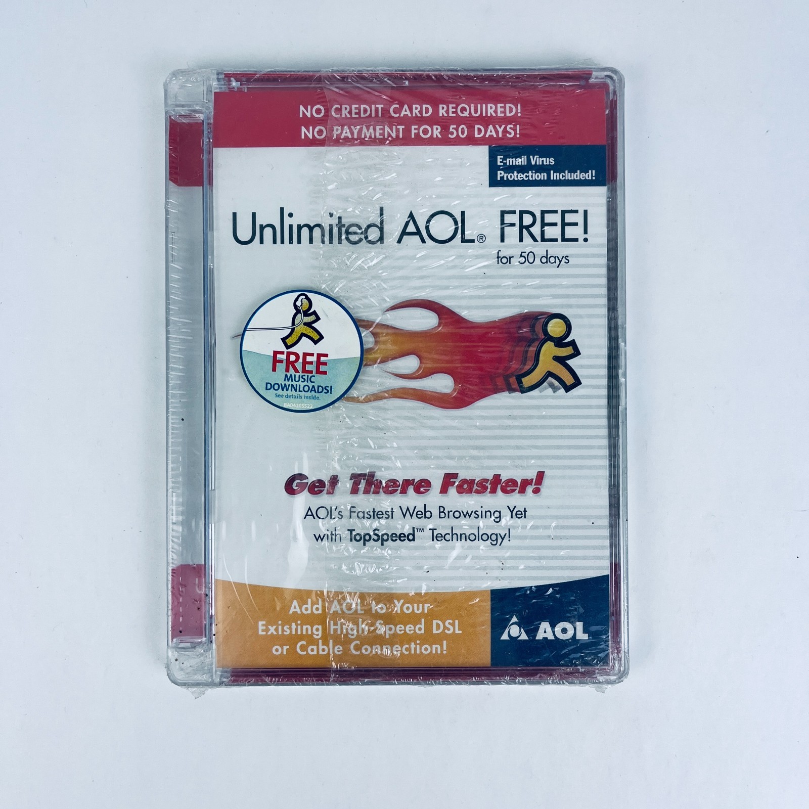 Sealed AOL CD Install PROMO MAILER: Unlimited AOL Free for 50 Days, Plastic Case Sealed AOL CD Install PROMO MAILER: Unlimited AOL Free for 50 Days, Plastic Case
