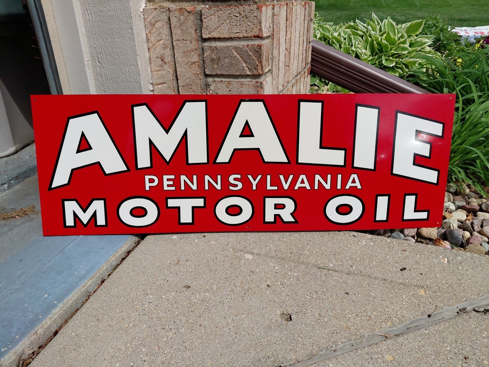 c.1940s Original Vintage Amalie Motor Oil Sign Pennsylvania New Old Stock MINT c.1940s Original Vintage Amalie Motor Oil Sign Pennsylvania New Old Stock MINT