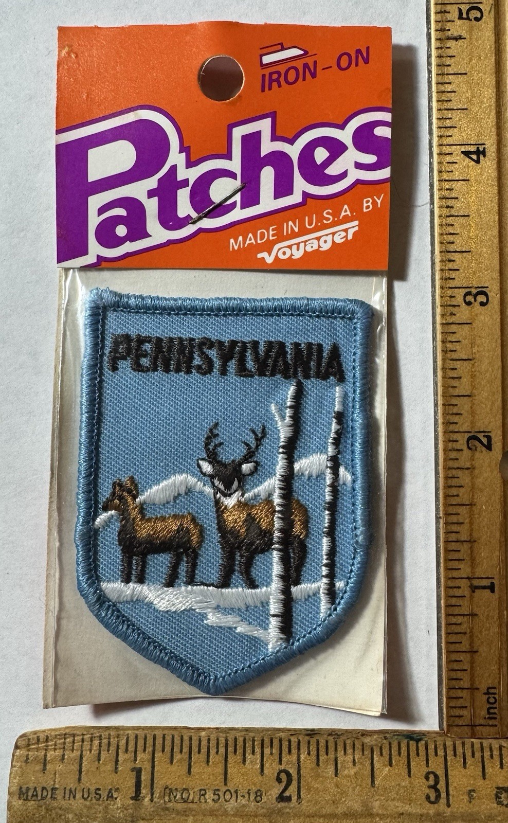 Vintage Pennsylvania State Deer Buck Snow Iron On Patch Voyager Travel Souvenir