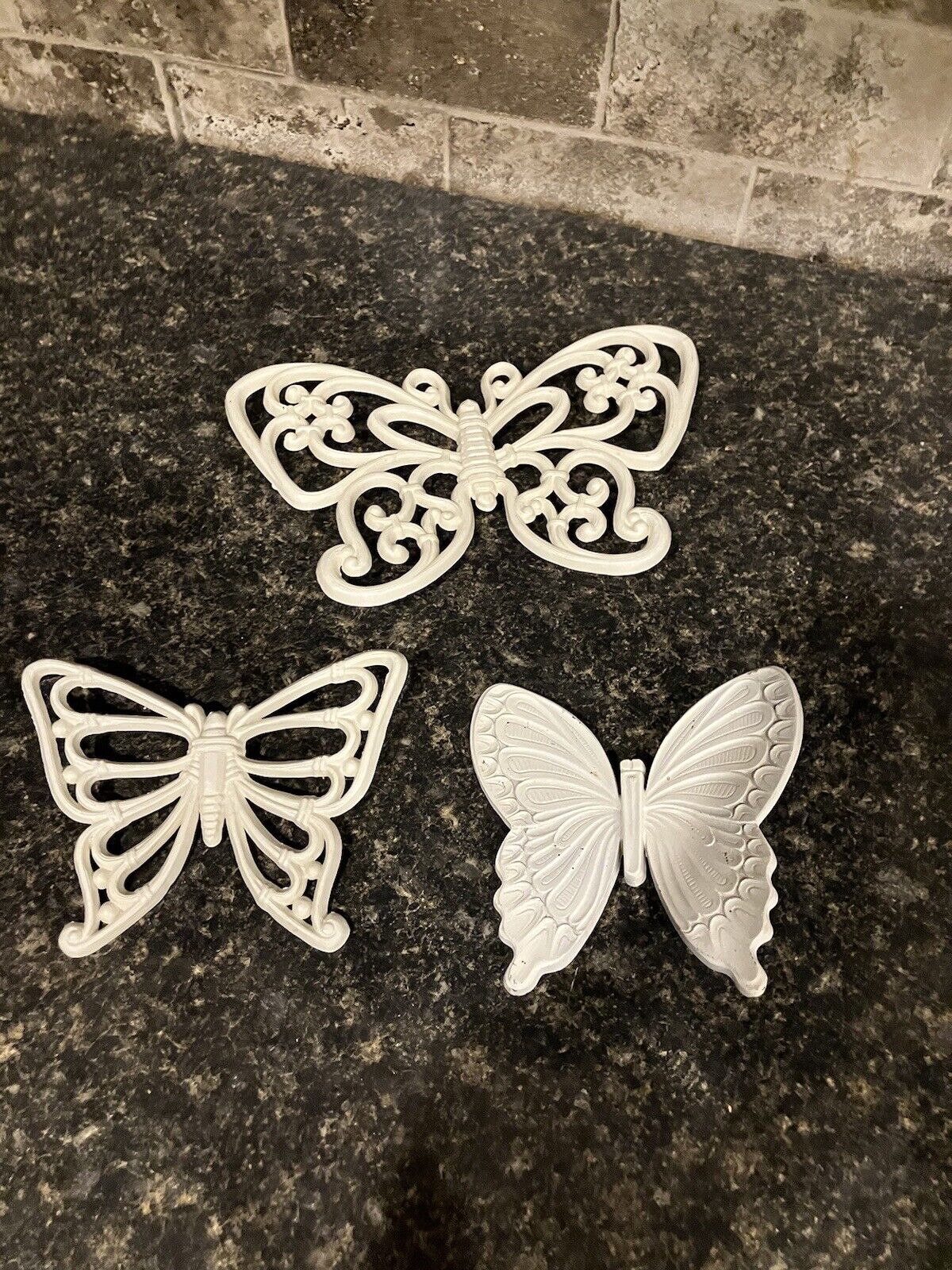 Vintage Set Of 3 , White Homco Butterfly Wall Hanging Decoration