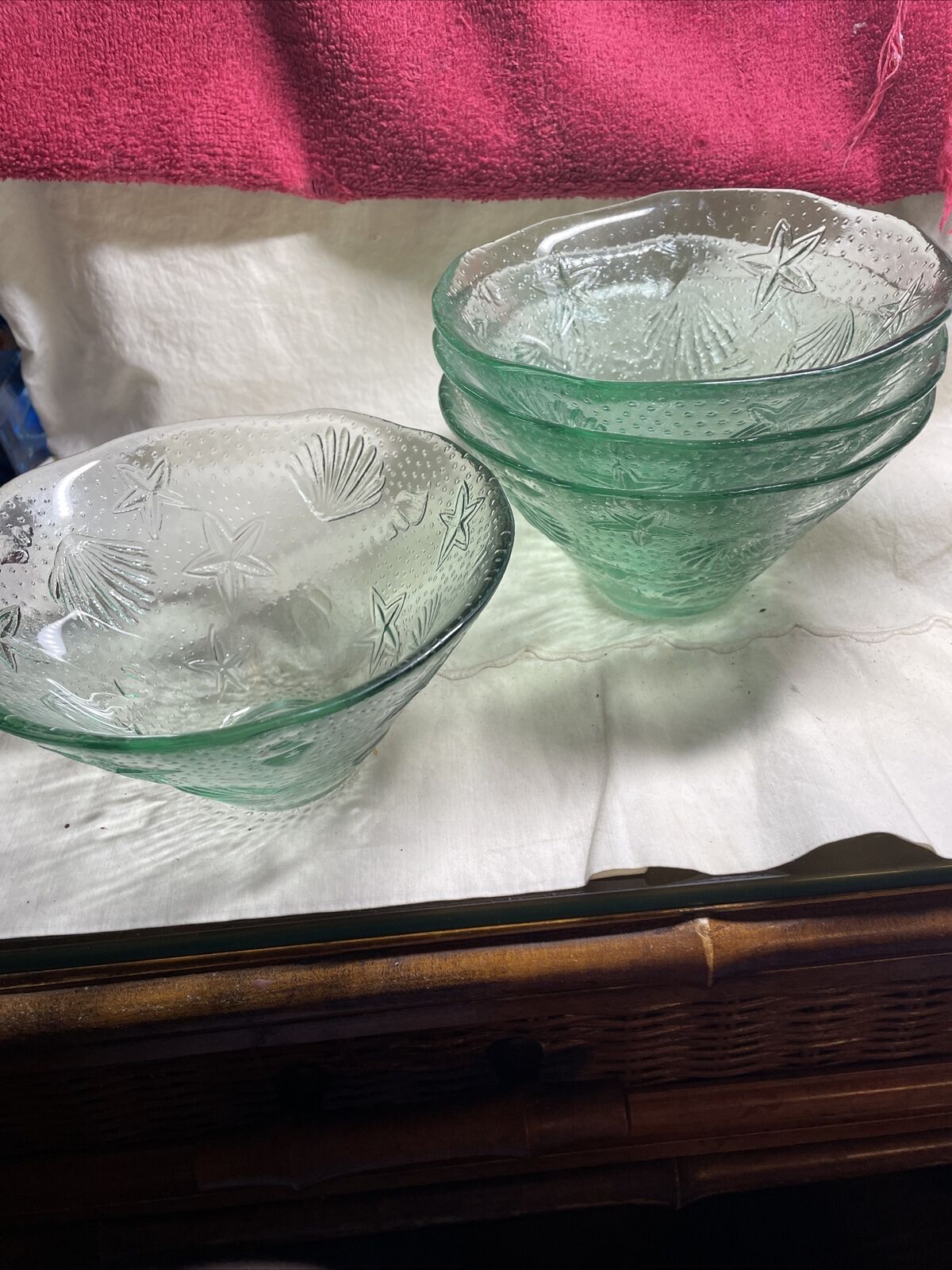 Vintage Set of 4 Glass DISH BOWLS 3