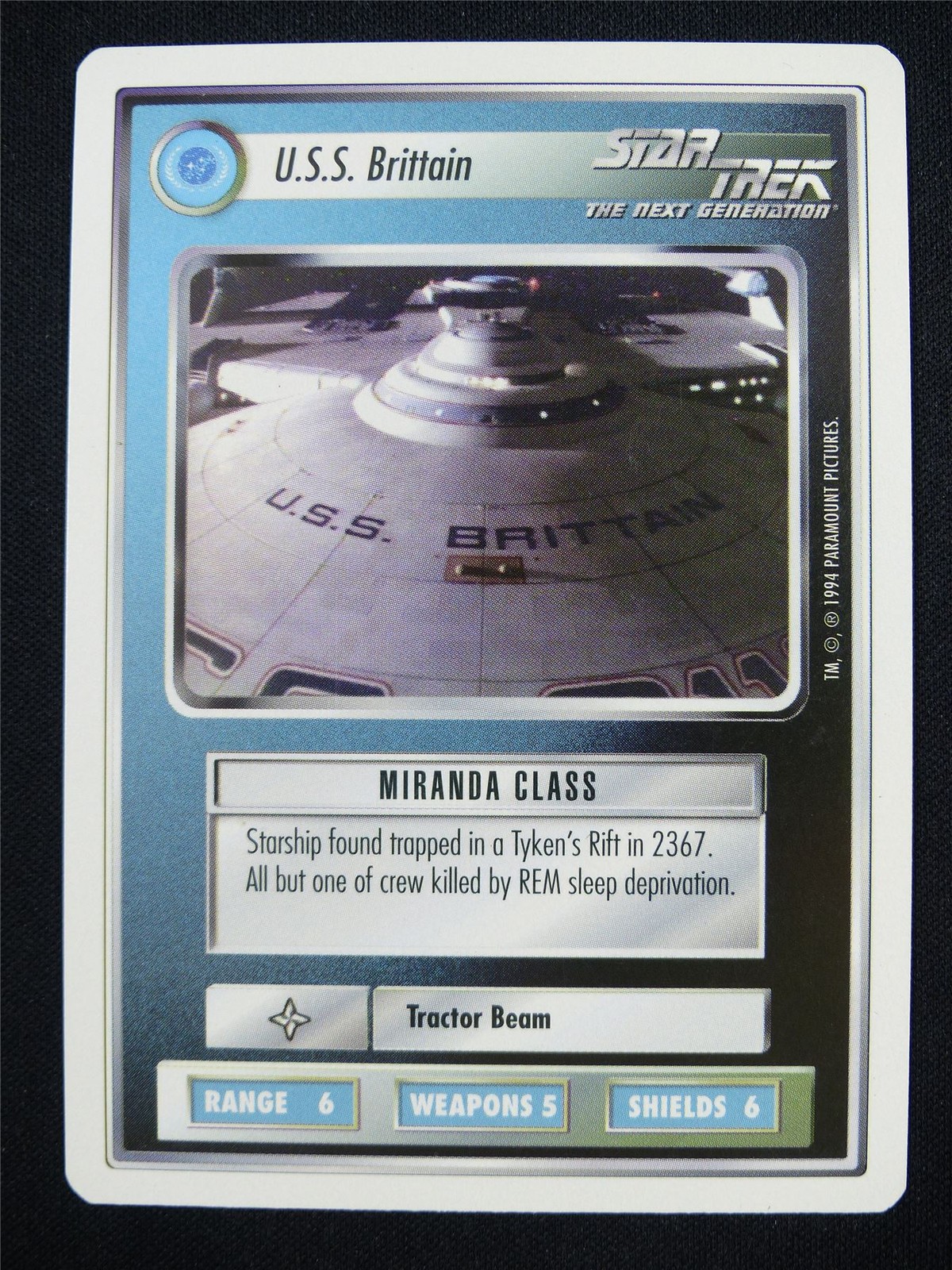 U.S.S. Brittain - The Next Generation - Star Trek Card #19D U.S.S. Brittain - The Next Generation - Star Trek Card #19D