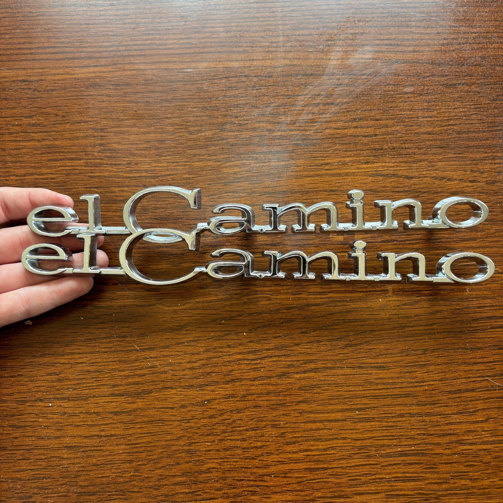 Chevrolet El Camino Chrome Script Fender Emblems Pair 7739425 Vintage Chevy Trim