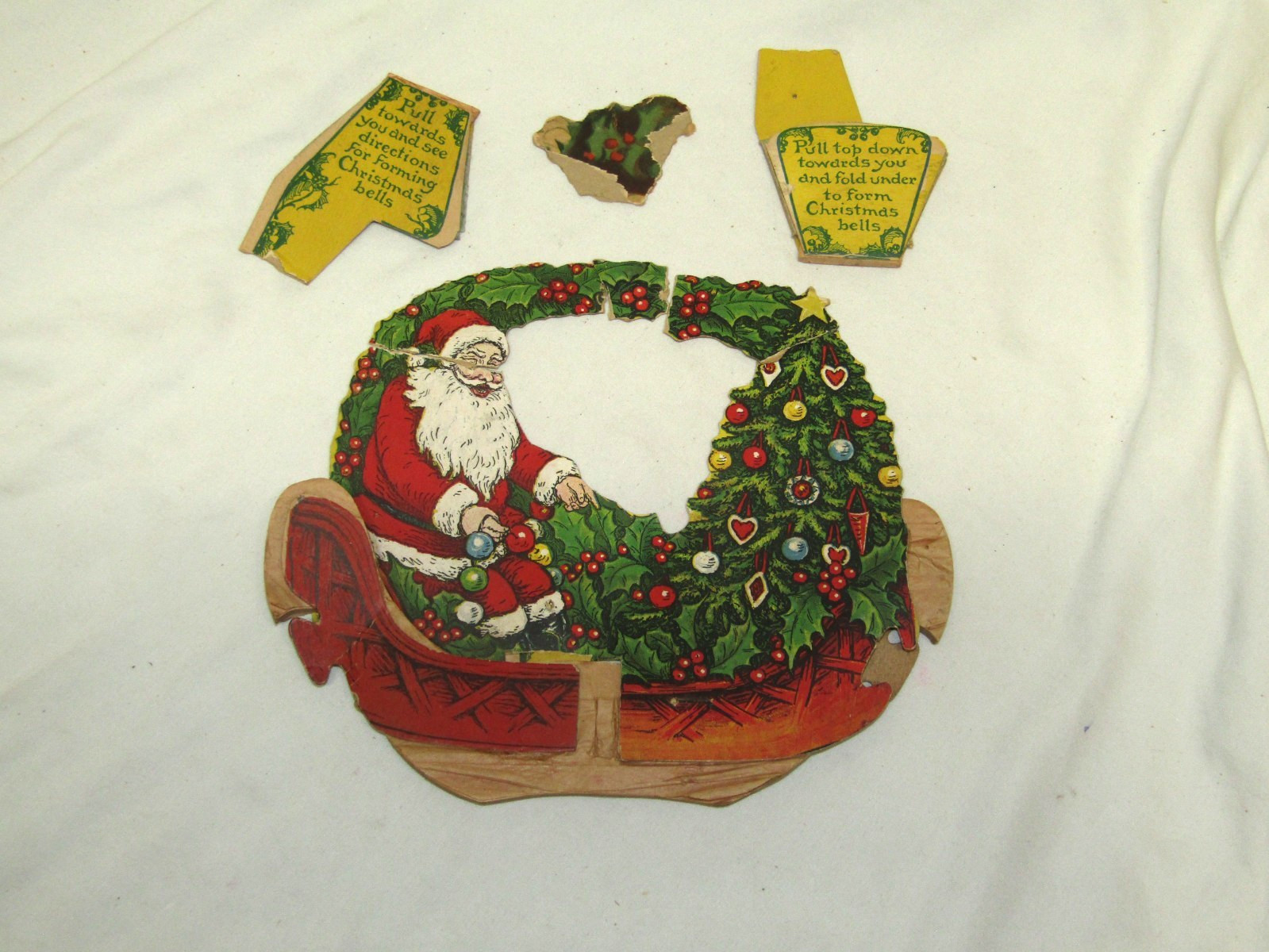 Biestle Antique 3D Red Santa Die-Cut Vintage Honeycomb Christmas Ornament 1930s Biestle Antique 3D Red Santa Die-Cut Vintage Honeycomb Christmas Ornament 1930s