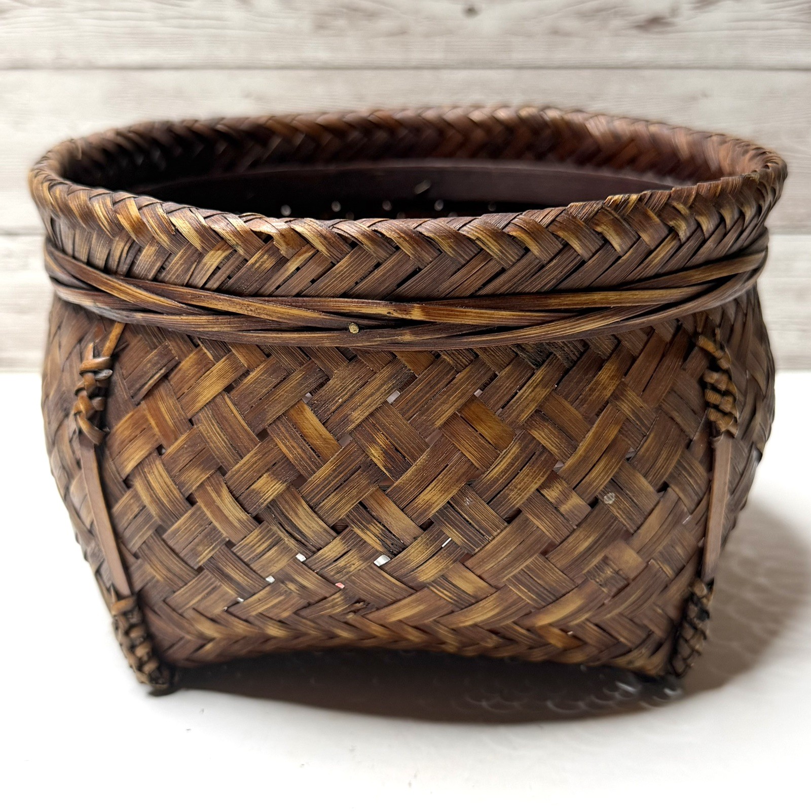Vintage Philippine Snail Basket, Dark Brown Patina, Boho Folk Art 4.5” Vintage Philippine Snail Basket, Dark Brown Patina, Boho Folk Art 4.5”