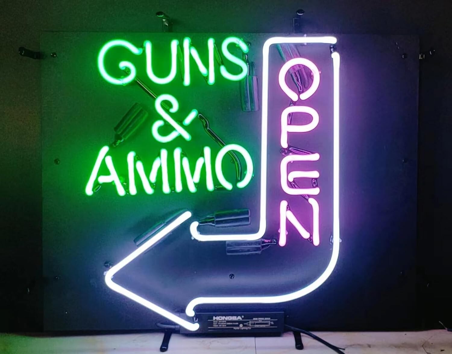 Guns & Ammo Arrow NEON Light Sign 24"x18”  Eco friendly Artwork Wall Decor AK