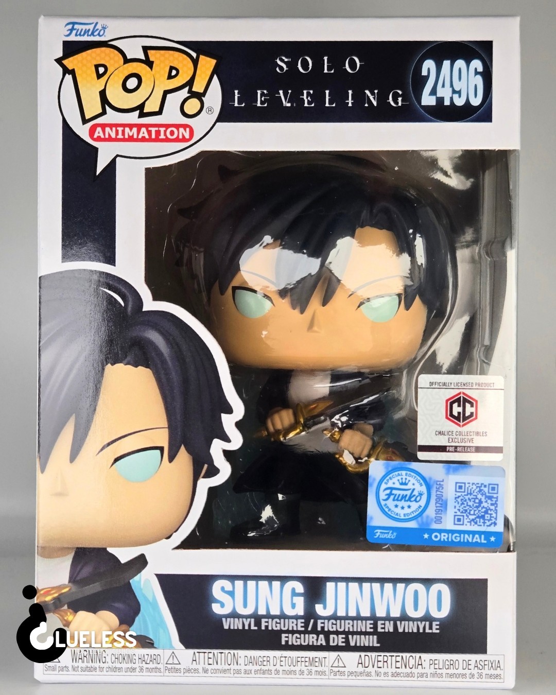 Funko Pop Sung Jinwoo (Aura) #2496 (Pre Release) Exclusive And Pop Protector 