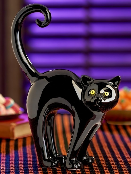 Midnight Black Cat Halloween Ceramic Figurine 9.25 Inch Midnight Black Cat Halloween Ceramic Figurine 9.25 Inch