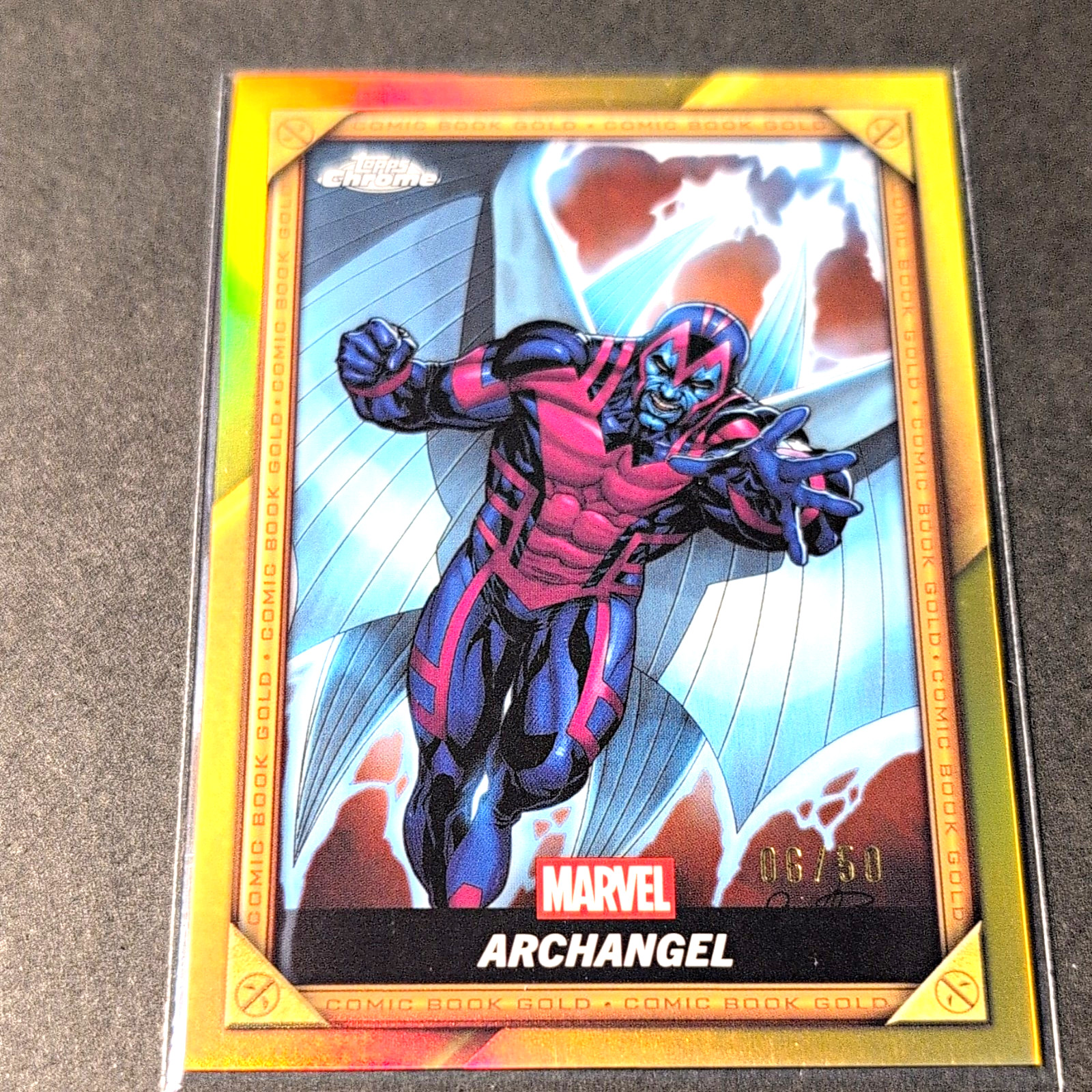 Topps 2025 Deadpool Chrome ARCHANGEL Comic Book Gold Border LOW #'d 06/50 Series Topps 2025 Deadpool Chrome ARCHANGEL Comic Book Gold Border LOW #'d 06/50 Series