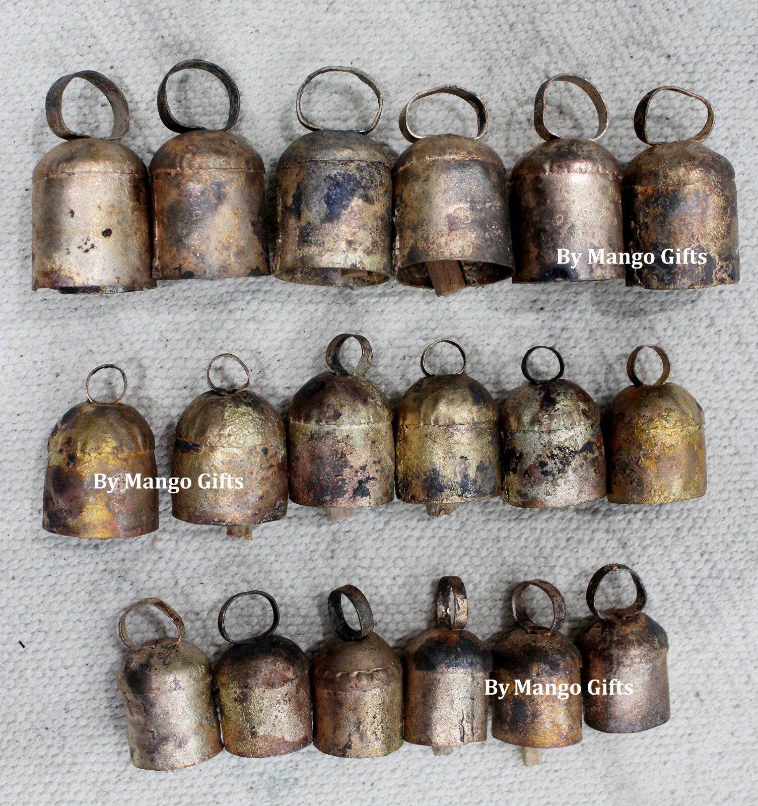 Decorative Vintage Handmade Rounded Top Rustic Iron Tin Bells 18 Pcs Lot X Mas Decorative Vintage Handmade Rounded Top Rustic Iron Tin Bells 18 Pcs Lot X Mas