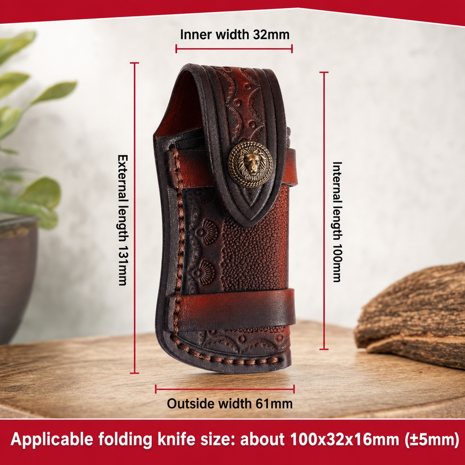 Hand Made Carved Cow Leather Sheath For Folding Knife Cover Pouch Belt Clip US Hand Made Carved Cow Leather Sheath For Folding Knife Cover Pouch Belt Clip US