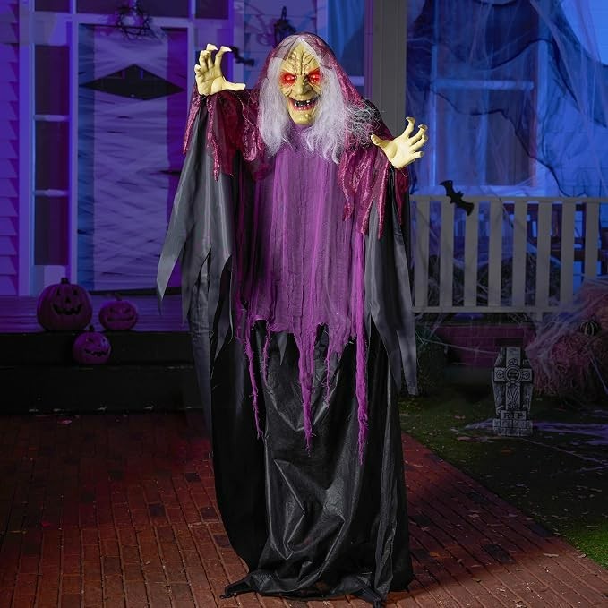 62" Halloween Witch Decorations Outdoor, Life Size Twirling Animatronics Ghost D 62" Halloween Witch Decorations Outdoor, Life Size Twirling Animatronics Ghost D