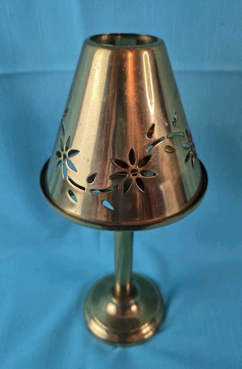 Vtg Partylite Floral Tracery Tealight Lamp Brass Set Farmhouse 11.5"VTG USED CO Vtg Partylite Floral Tracery Tealight Lamp Brass Set Farmhouse 11.5"VTG USED CO