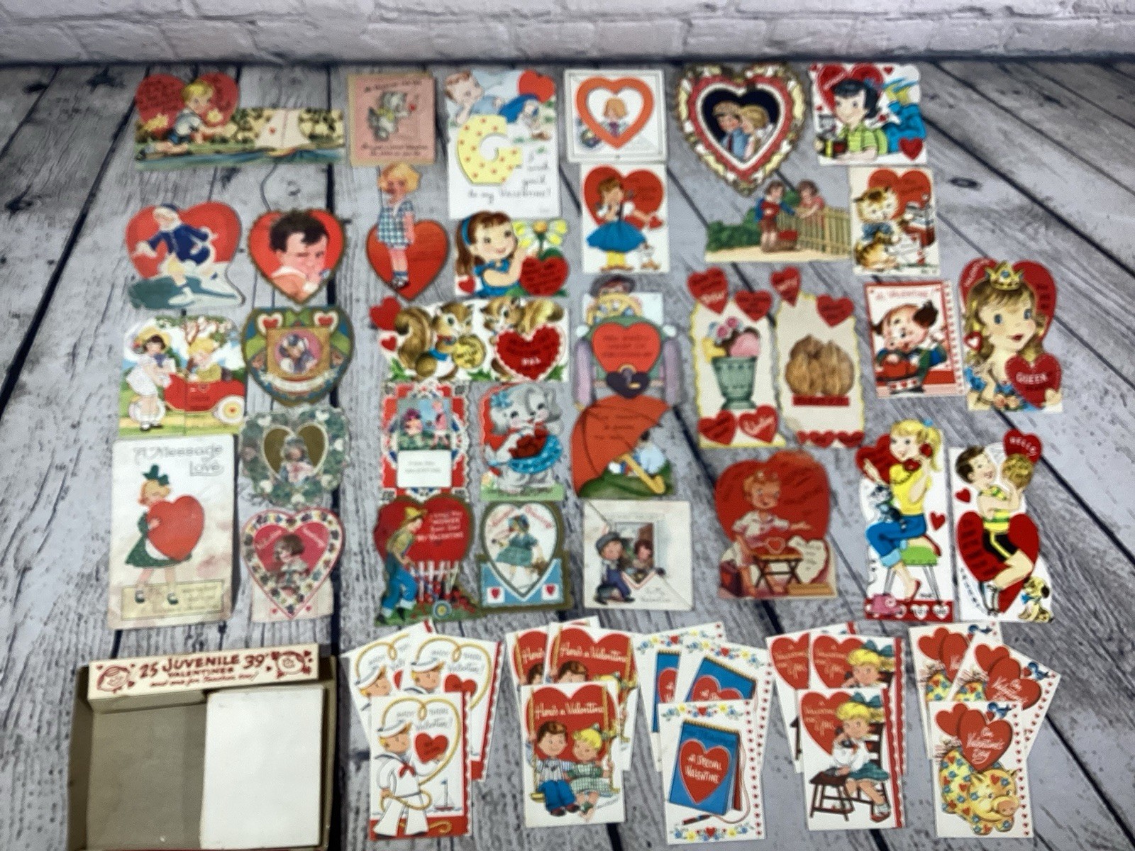VTG Lot 48 Valentines Cards mid century many kinds 20’s 30’s 1940’s ❤️❣️❤️‍🔥