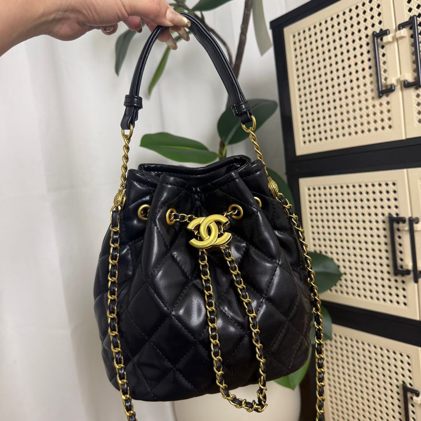 Chanel Makeup Black Quilted Shoulder Strap Bag Crossbody Bucket- VIP Gift w box Chanel Makeup Black Quilted Shoulder Strap Bag Crossbody Bucket- VIP Gift w box