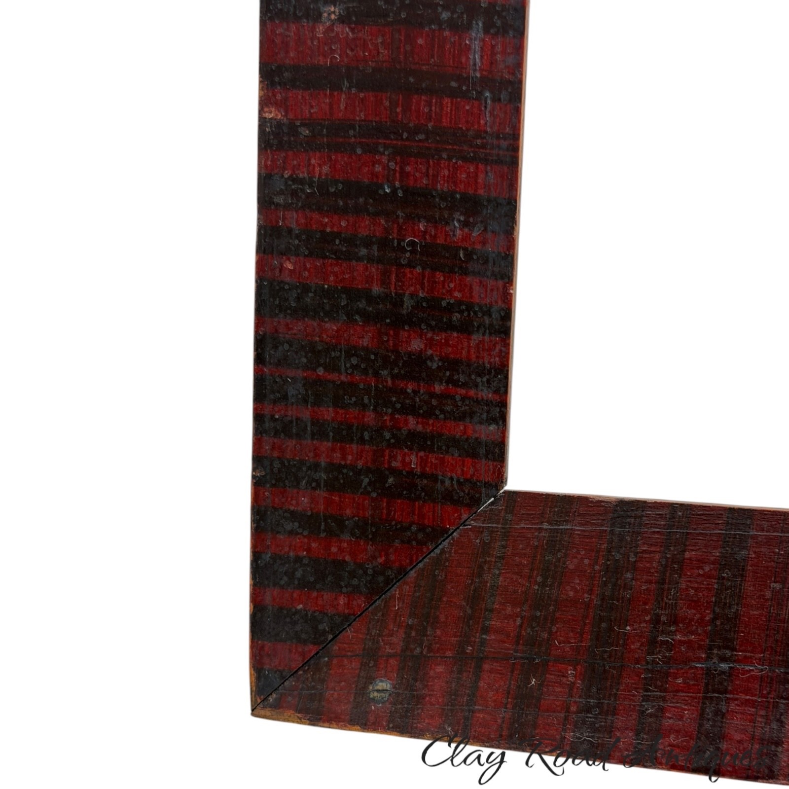 Antique 19th C American Folk Art Grain Painted Picture Frame Red Black Stripe