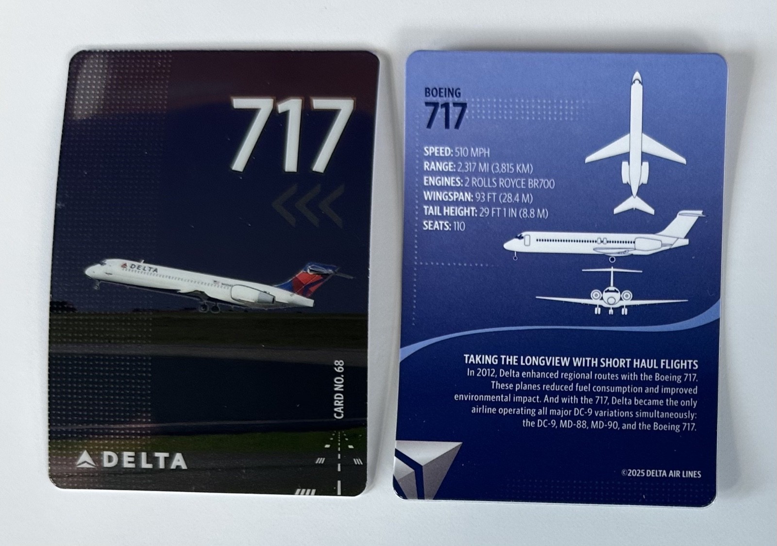 Corrected Print Delta Air Lines Trading Card #68 Boeing 717  2025 Series HOT