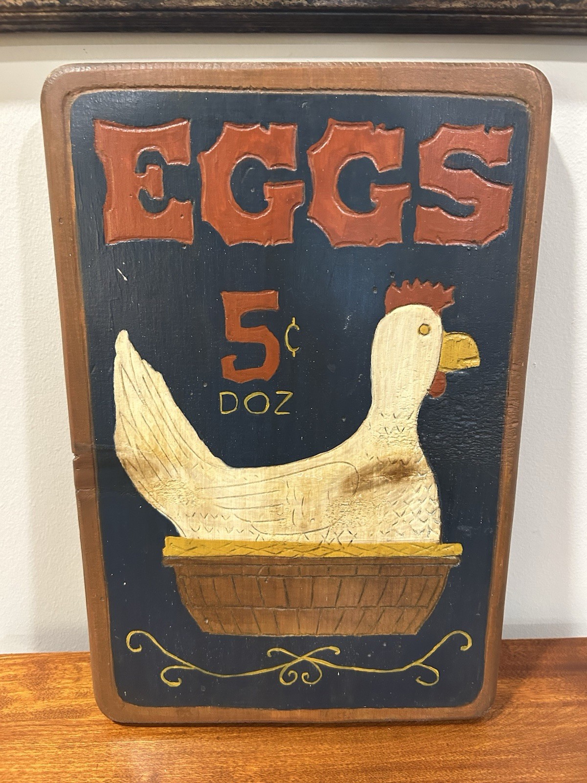 Vintage Wagenhals Studio Hand Carved Painted Wood Sign Chicken Eggs 5c Farmhouse Vintage Wagenhals Studio Hand Carved Painted Wood Sign Chicken Eggs 5c Farmhouse