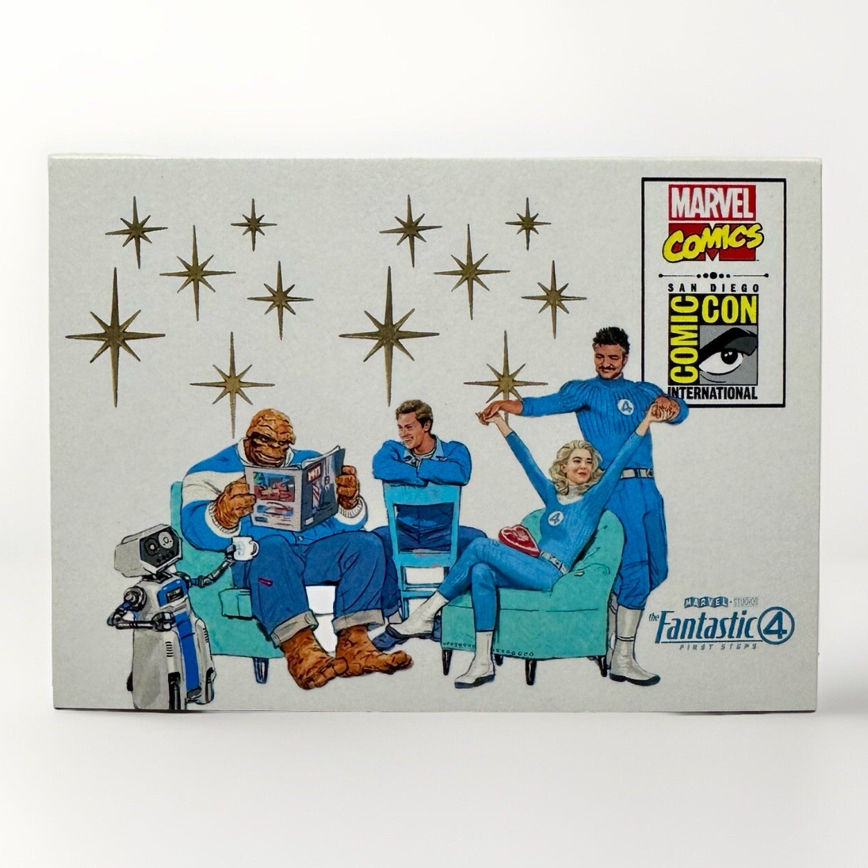 Marvel FANTASTIC FOUR First Steps First Family 2024 SDCC COMIC ART Promo Card Marvel FANTASTIC FOUR First Steps First Family 2024 SDCC COMIC ART Promo Card