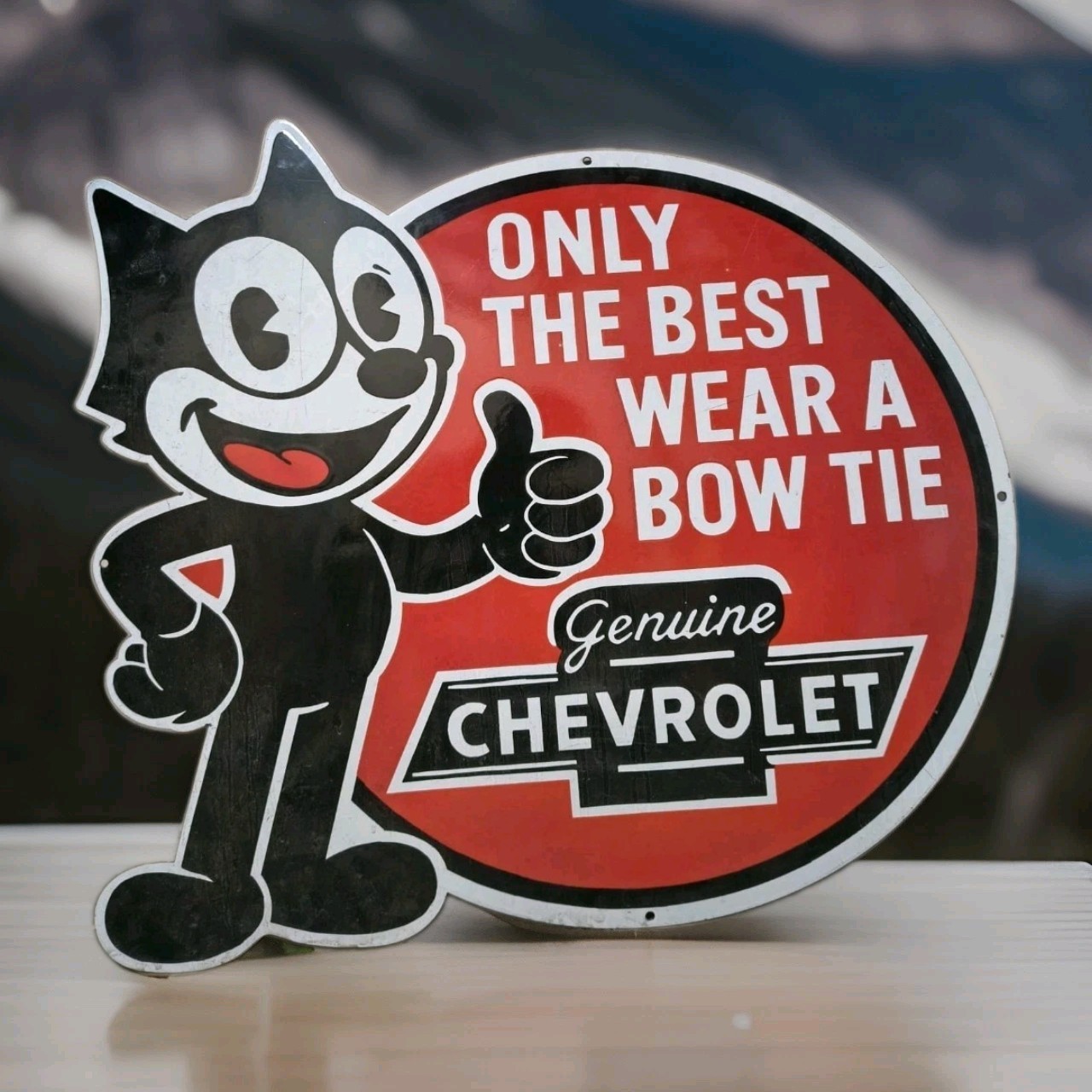 VINTAGE FELIX THE CAT CHEVROLET PORCELAIN SIGN CAMARO SILVERADO PONTIAC 36"X22" VINTAGE FELIX THE CAT CHEVROLET PORCELAIN SIGN CAMARO SILVERADO PONTIAC 36"X22"