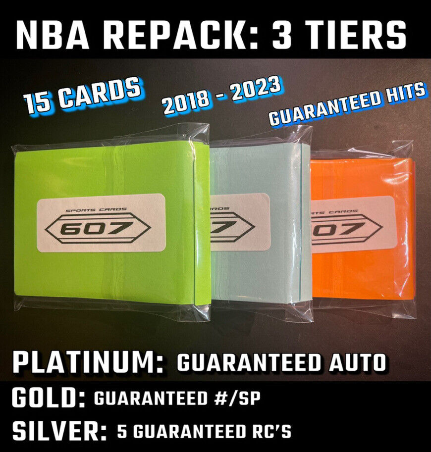 HIGH END NBA Repack 2018-2023: 15 CARDS w/ GUARANTEED Auto, Relic, RCs: 3 Tiers