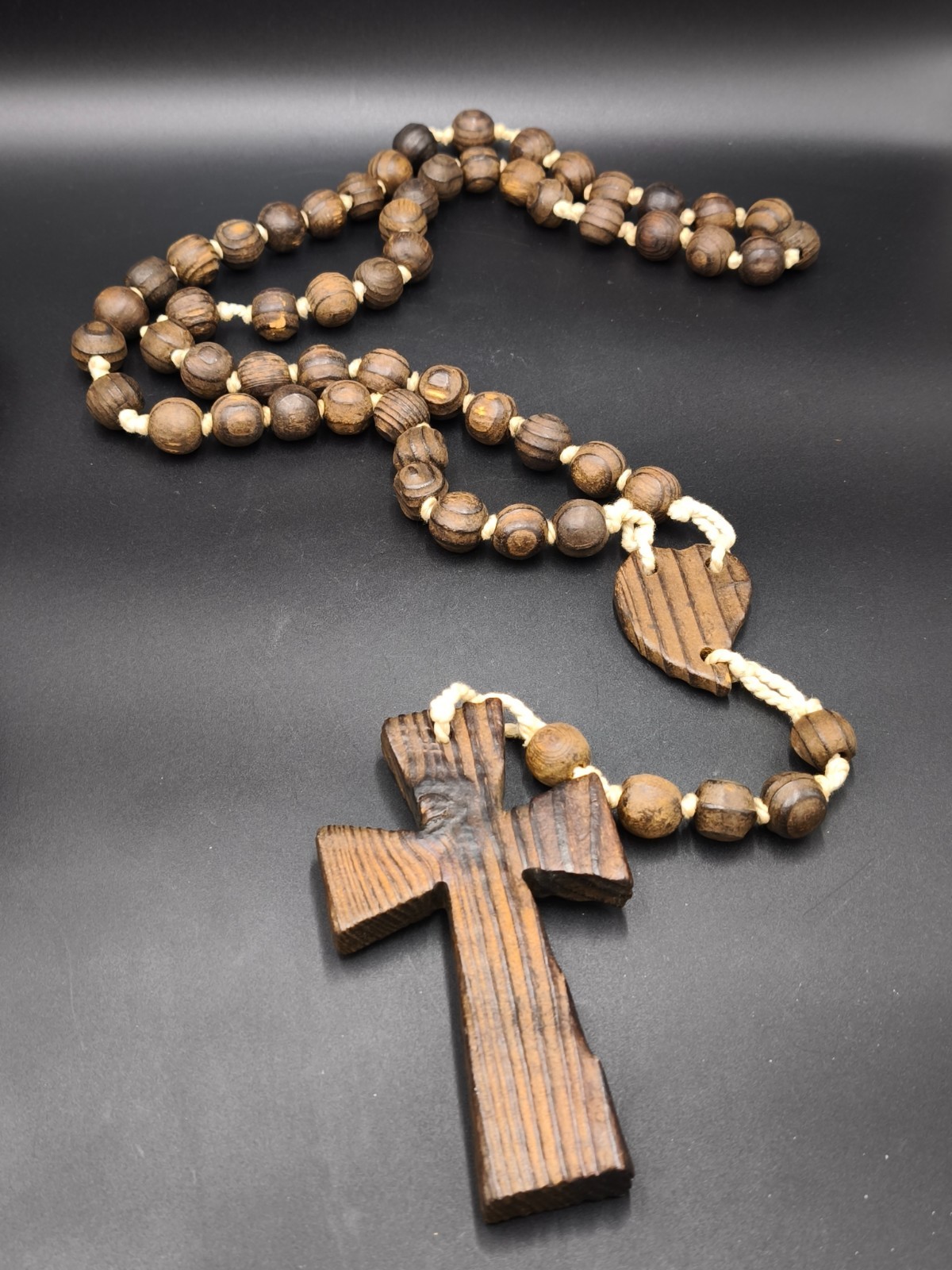 42in Large Wooden Rosary beads 107cm Handcarved Wood Cross 5.7in 190g Catholic 42in Large Wooden Rosary beads 107cm Handcarved Wood Cross 5.7in 190g Catholic